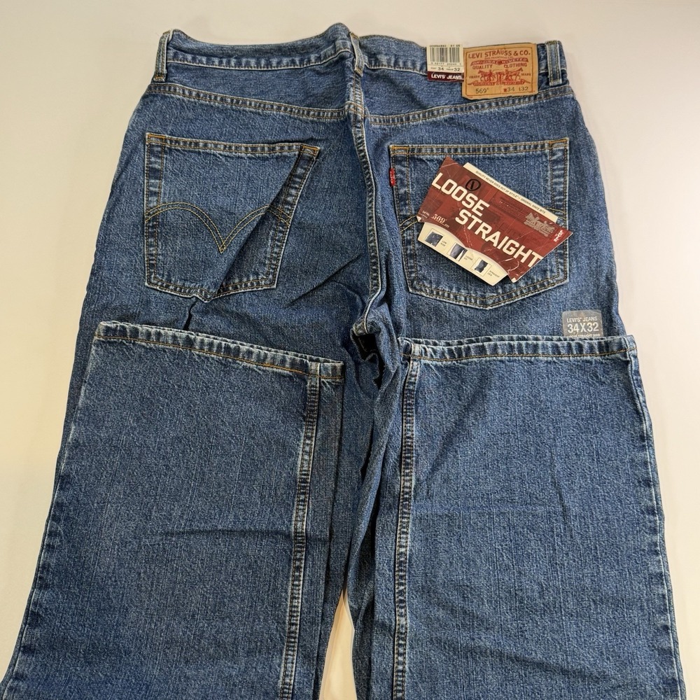 VTG Levi's 569 Loose Straight Fit Jeans Mens 34x32 Medium Wash Denim NWT Baggy